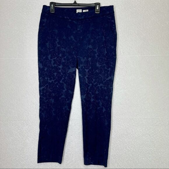 A new day Target Floral Embossed High Rise Ankle Stretch Pants Blue 12 - Picture 1 of 5